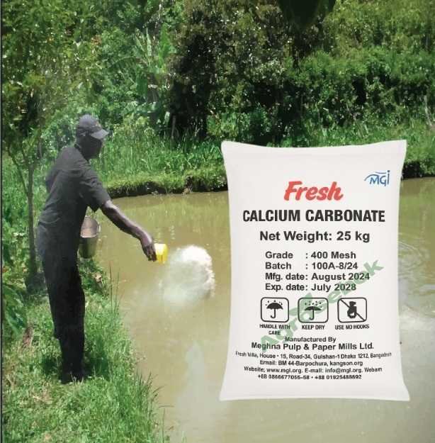 Calcium Carbonate Powder CaCO₃ for Biofloc, Fish Tanks, Water pH Balance, Soil, Plants,Swimming Pool Disinfectant & Building Materials - 25 kg Fresh Brand ,Mash -400