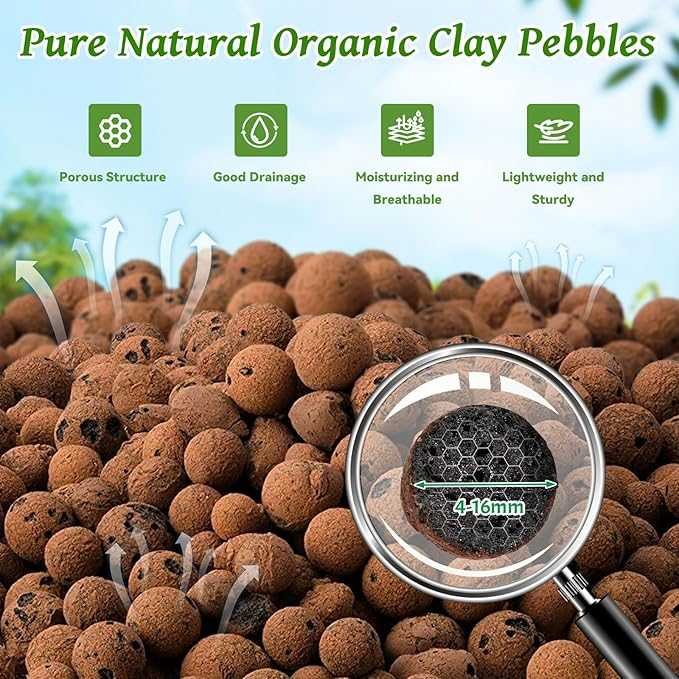 Leca Balls Lightweight Hydroponic Clay Pebbles Aggregate  Hydroton for Indoor Plants, Hydroponic Growing, Plants Drainage, Aquaponics -500 & 1kg