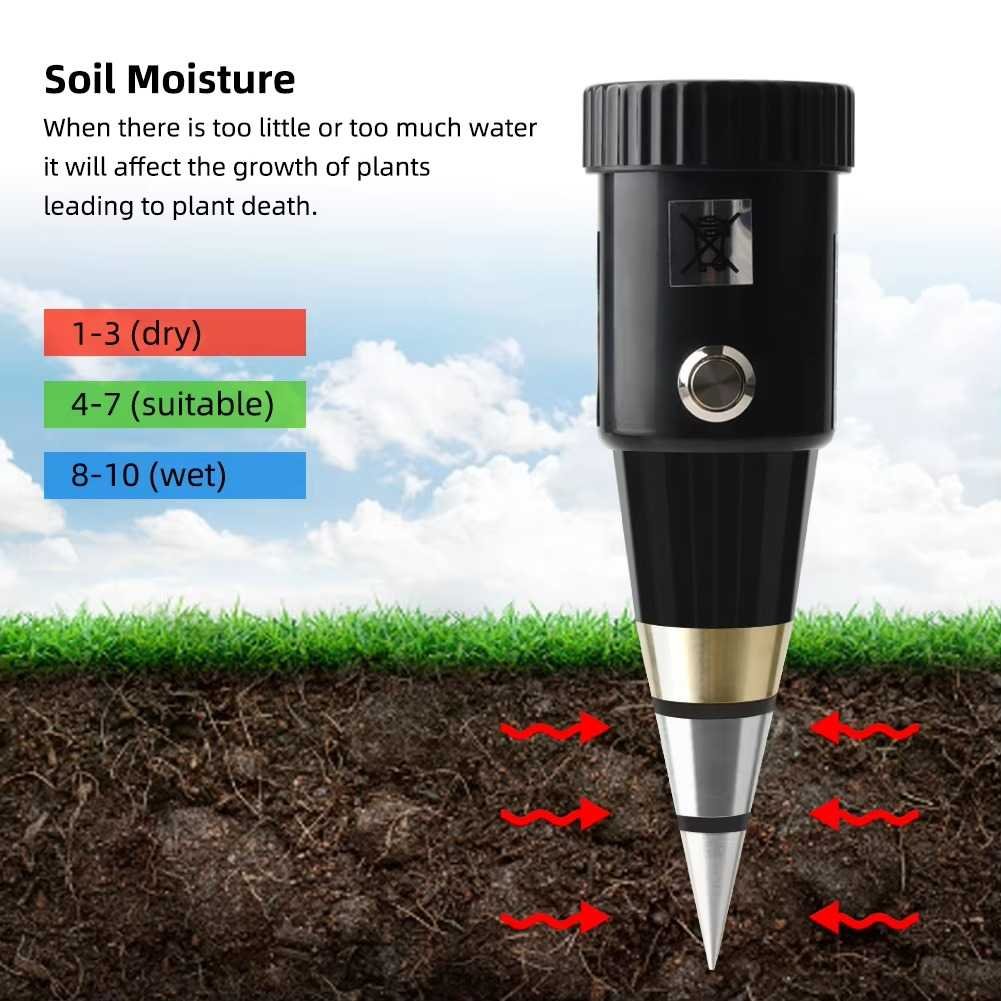 Professional Soil pH Meter Tester, Soil pH and Moisture Meter Hygrometer, Soil Tester PH Instrument Hygrometer Monitor Humidity for Vineyards, Orchards, Field Production, Lawn, Gardens 2 in 1  PH Range 3 to 8
